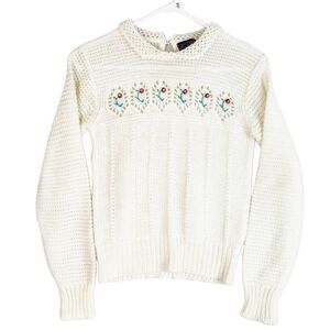 Vintage 80's Grandmacore Sweater Cream Extra Small
